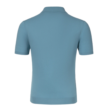 Back view of Malo light blue cotton polo shirt showcasing smooth knit texture and tailored summer fit from SARTALE.