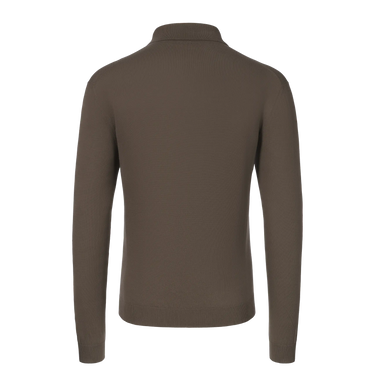 Back view of Malo brown long sleeve cotton polo shirt showcasing seamless knitwear design and premium tailoring from SARTALE.
