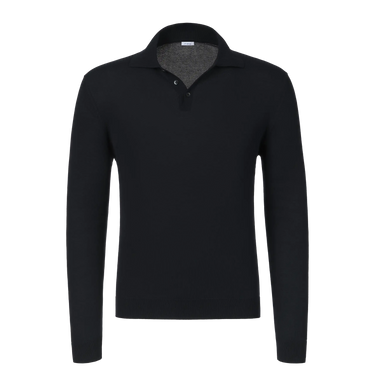 Malo cotton long sleeve polo shirt in dark blue with a classic collar and ribbed hem, ideal for mid-season wear from SARTALE.
