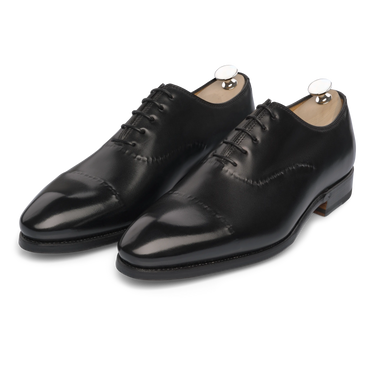"Vittorio Nero" Oxford Shoes with the hand-sewn reverse stitch in Black