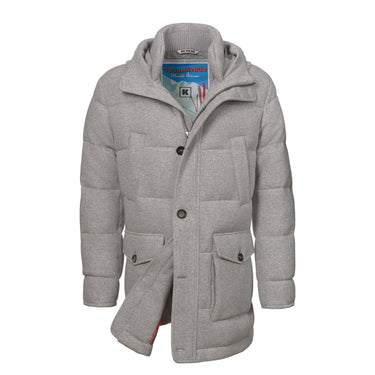 Chaqueta de invierno con capucha y plumón en color gris