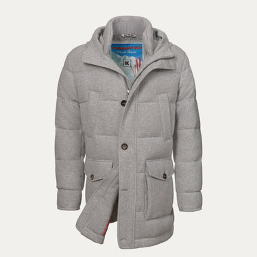 Daunen-Winterjacke mit Kapuze in Grau