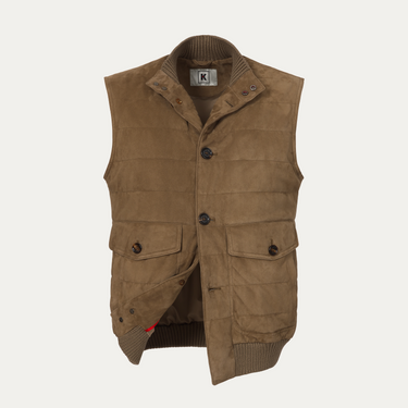 Leather Gilet in Taupe