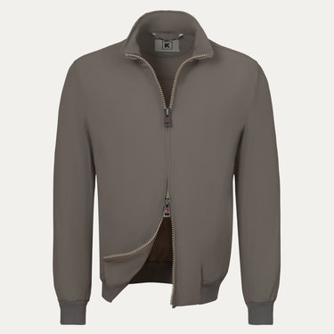 Blouson in Taupe Grey with a Hidden Hood