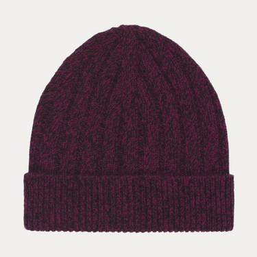 Ribbed Cashmere Hat in Black Pink Melange