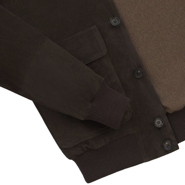 Alfredo Rifugio Button - Up Suede Bomber Jacket in Dark Brown - SARTALE