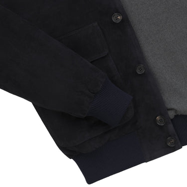 Alfredo Rifugio Button - Up Suede Bomber Jacket in Navy Blue - SARTALE