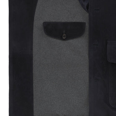 Alfredo Rifugio Button - Up Suede Bomber Jacket in Navy Blue - SARTALE