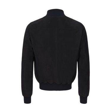 Alfredo Rifugio Button - Up Suede Bomber Jacket in Navy Blue - SARTALE