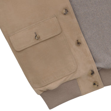 Alfredo Rifugio Button - Up Suede Bomber Jacket in Peanut Brown - SARTALE