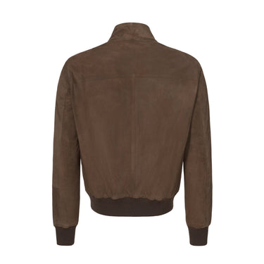 Alfredo Rifugio Suede Leather Bomber Jacket in Beach Brown - SARTALE