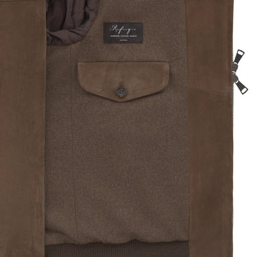 Alfredo Rifugio Suede Leather Bomber Jacket in Beach Brown - SARTALE