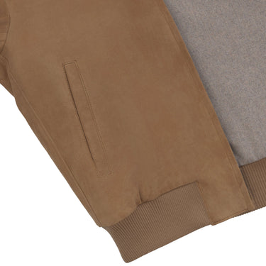 Alfredo Rifugio Suede Leather Bomber Jacket in Mustard Brown - SARTALE