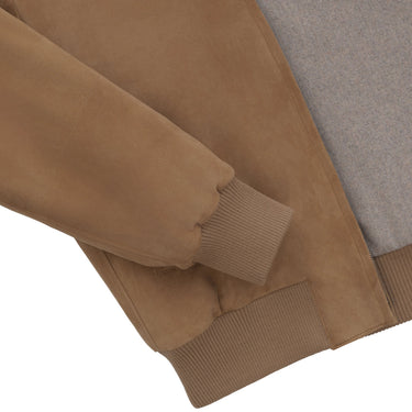 Alfredo Rifugio Suede Leather Bomber Jacket in Mustard Brown - SARTALE