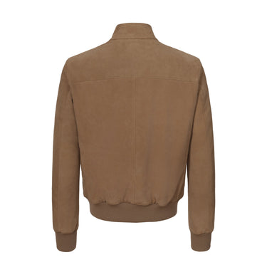 Alfredo Rifugio Suede Leather Bomber Jacket in Mustard Brown - SARTALE