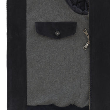 Alfredo Rifugio Suede Leather Bomber Jacket in Navy Blue - SARTALE