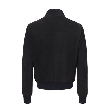 Alfredo Rifugio Suede Leather Bomber Jacket in Navy Blue - SARTALE