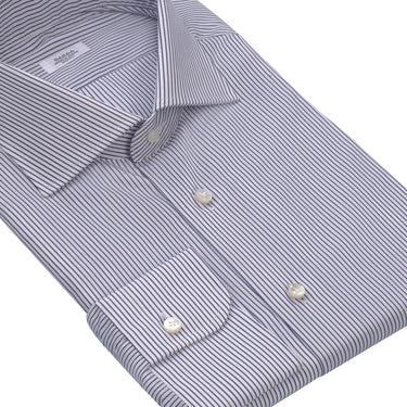 Barba Napoli Cotton Navy - Striped Shirt in Blue and White - SARTALE