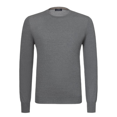Barba Napoli Crew - Neck Virgin Wool Pullover in Grey Melange - SARTALE