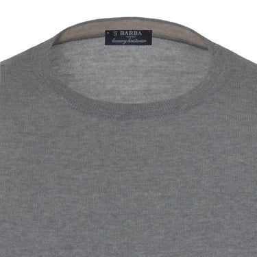 Barba Napoli Crew - Neck Virgin Wool Pullover in Grey Melange - SARTALE