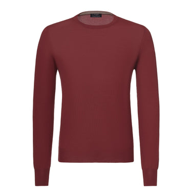 Barba Napoli Crew - Neck Virgin Wool Pullover in October Red - SARTALE