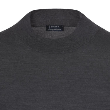 Barba Napoli Crew - Neck Wool Pullover in Dark Grey Melange - SARTALE