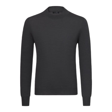 Barba Napoli Crew - Neck Wool Pullover in Dark Grey Melange - SARTALE