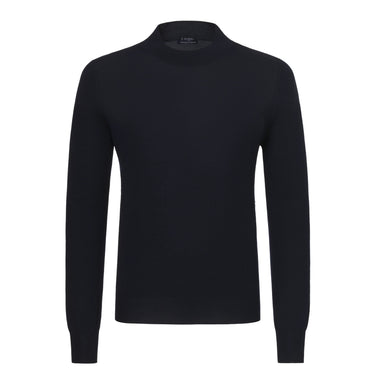 Barba Napoli Crew - Neck Wool Pullover in Navy Blue - SARTALE