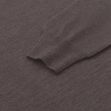 Barba Napoli Crew - Neck Wool Pullover in Tree Bark Brown Melange - SARTALE