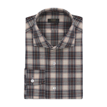 Barba Napoli "Culto" Cotton Shirt in Brown, Dark Blue and Milk White - SARTALE