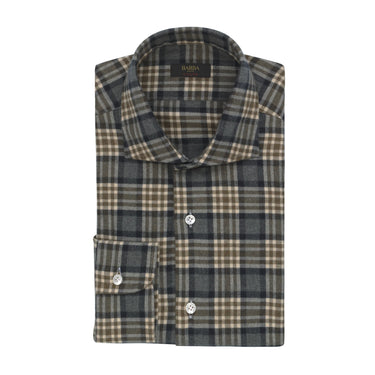 Barba Napoli "Culto" Cotton Shirt in Khaki Multicolor - SARTALE