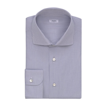 Barba Napoli Graph - Check Cotton Shirt in Dark Blue and White - SARTALE