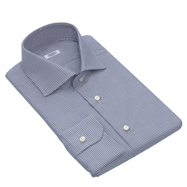 Barba Napoli Graph - Check Cotton Shirt in White and Dark Blue - SARTALE