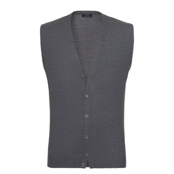 Barba Napoli Virgin Wool Gilet in Grey Melange - SARTALE