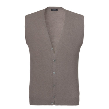 Barba Napoli Virgin Wool Gilet in Sandy Greige Melange - SARTALE