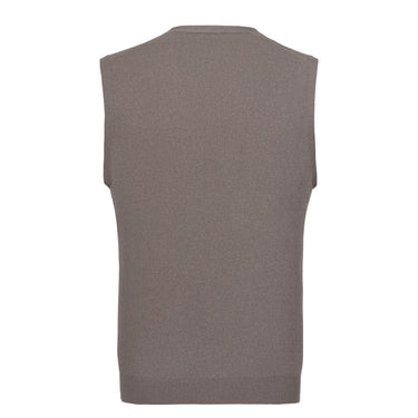 Barba Napoli Virgin Wool Gilet in Sandy Greige Melange - SARTALE