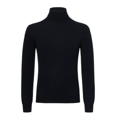 Barba Napoli Virgin Wool Turtleneck Sweater in Navy Blue - SARTALE