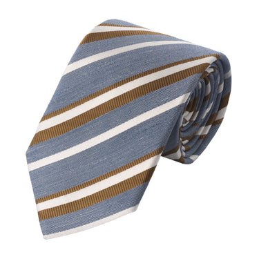 Bigi Regimental Lined Blend Blue Tie - SARTALE