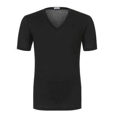 Bresciani Cotton V - Neck T - Shirt in Black - SARTALE
