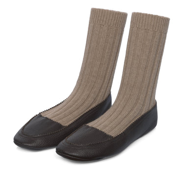 Bresciani Deer and Cashmere Slippers in Brown Ciocco - SARTALE
