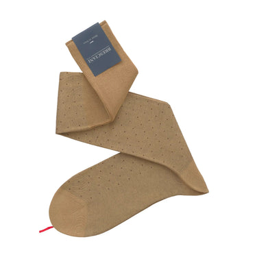 Bresciani Long Dotted Cotton Socks in Avana - SARTALE