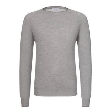Cruciani Cashmere and Silk Crew - Neck Sweater in Light Grey Melange - SARTALE