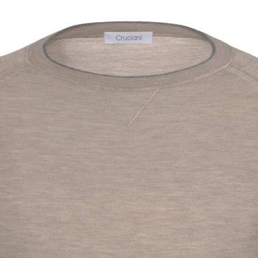 Cruciani Cashmere and Silk Crew - Neck Sweater in Putty Grey Melange - SARTALE