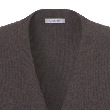 Cruciani Cashmere Cardigan in Melange Tree Bark Brown - SARTALE