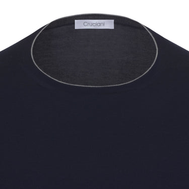 Cruciani Cotton Crew - Neck Sweater in Dark Blue - SARTALE