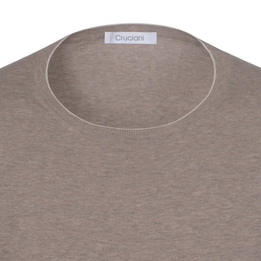 Cruciani Cotton Crew - Neck Sweater in Light Taupe - SARTALE