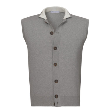 Cruciani Cotton Polo Gilet in Grey Melange - SARTALE