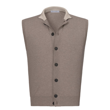 Cruciani Cotton Polo Gilet in Light Taupe Melange - SARTALE