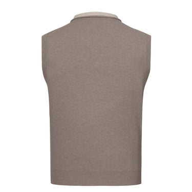 Cruciani Cotton Polo Gilet in Light Taupe Melange - SARTALE