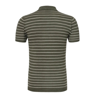 Cruciani Striped Silk and Linen - Blend Polo Shirt in Green - SARTALE